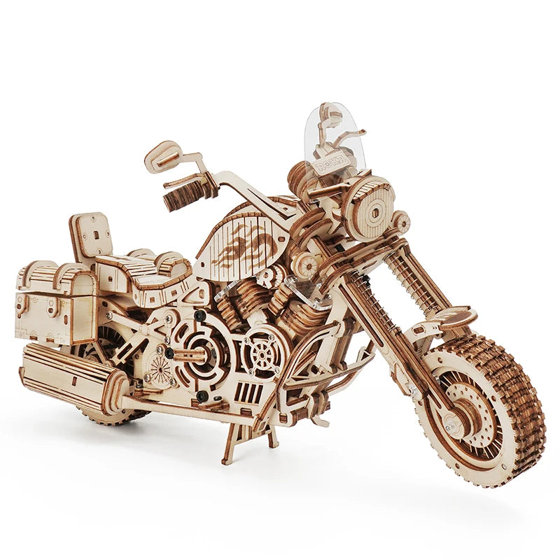 Motorcycle Puzzle 3D Wooden DIY Children Game Assembly Wood Model Kit Building Blocks