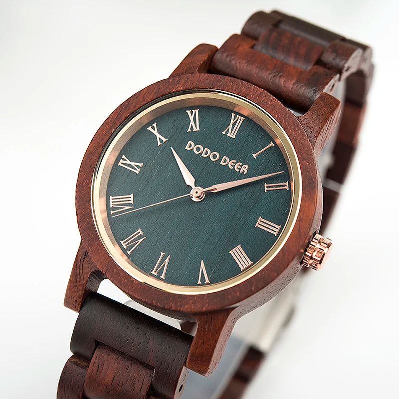 Watch Real Wood Wristband Wristwatches With Roman Numerals in Bamboo Box