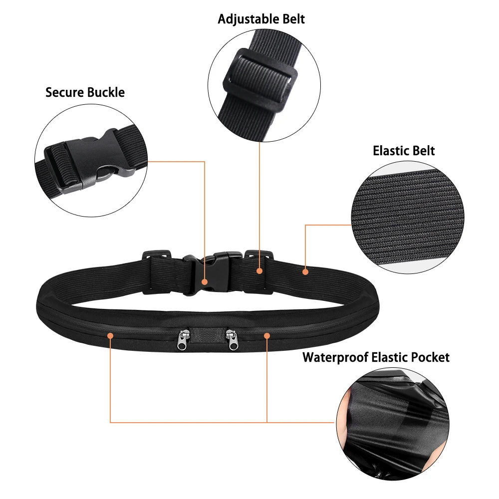 Running Belt Bag Sports Waist Bag Waterproof Portable Waist Pack Pocket belt Phone Pouch Bag for Cycling Gym