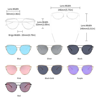 Cat Eye  Sunglasses Metal Frame Glasses Geometric Design Lady Luxury Fashion Sun Shades UV400