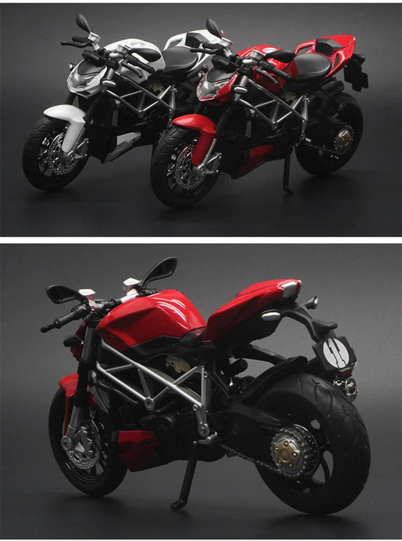 1/12 Streetfighter Alloy Sports Motorcycles Model Diecast Simulation Metal Racing Street Motorcycles Model Sound Light Gift