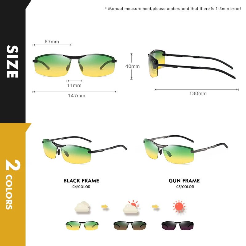 Polarized Intelligent Photochromic Sunglasses for Men Chameleon Goggles