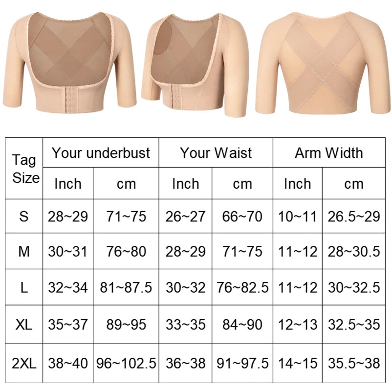 Back Support Upper Arm Shaper Post Surgical Slimming Underwear Compression Sleeves Posture Corrector Tops Shapewear for Women