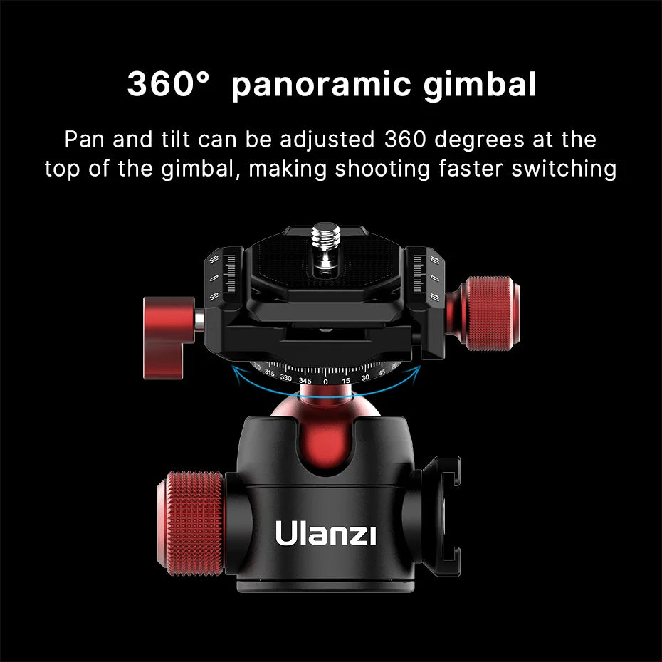 Metal Ballhead Pan Tilt Dual Cold Shoe Tripod Head Vlog Tripod Head