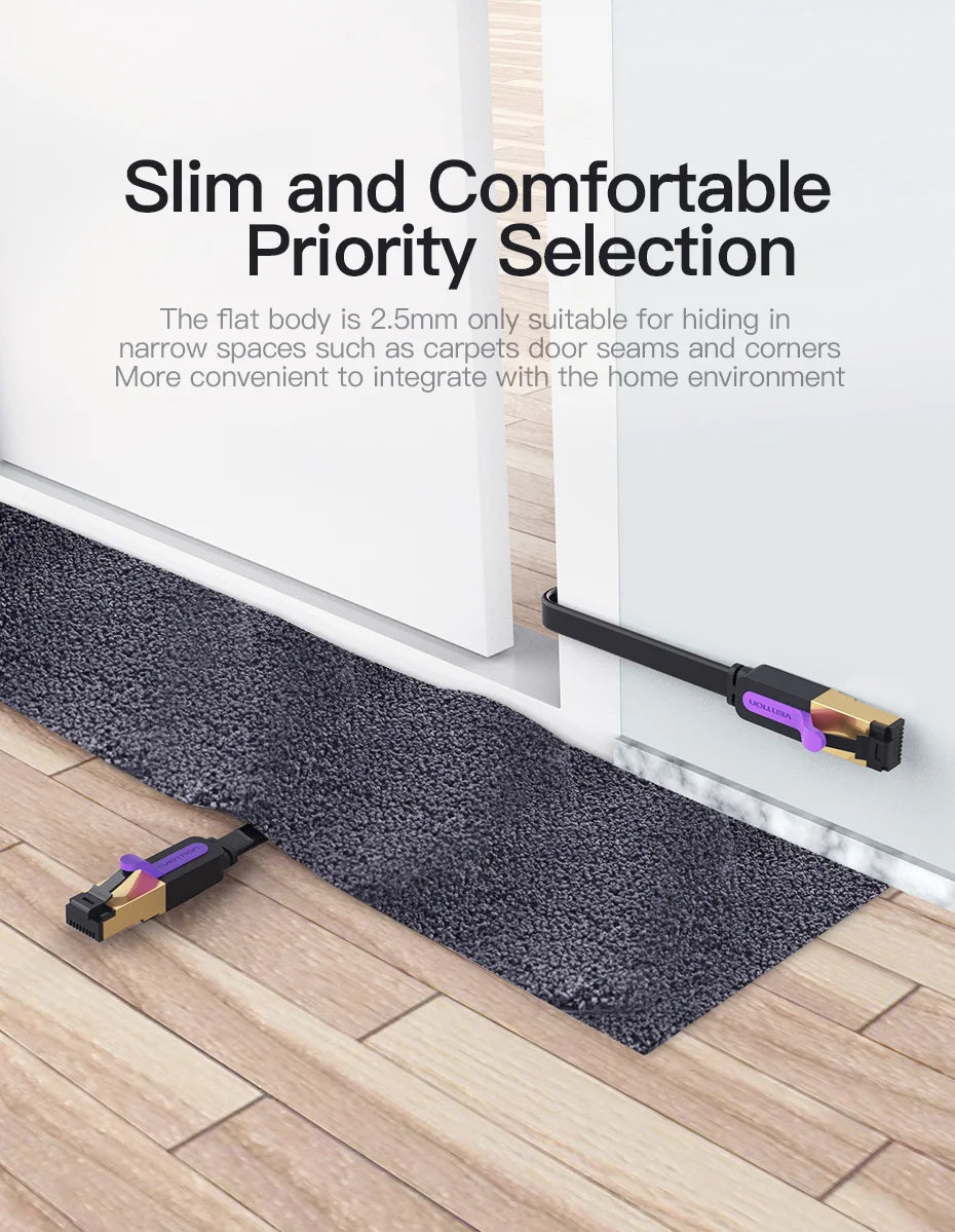 Cat7 Ethernet Cable Cat7 High Speed Flat Gigabit STP RJ45 10Gbps Network Lan Cable for Router PS5 PS4 PS3 Patch Cord