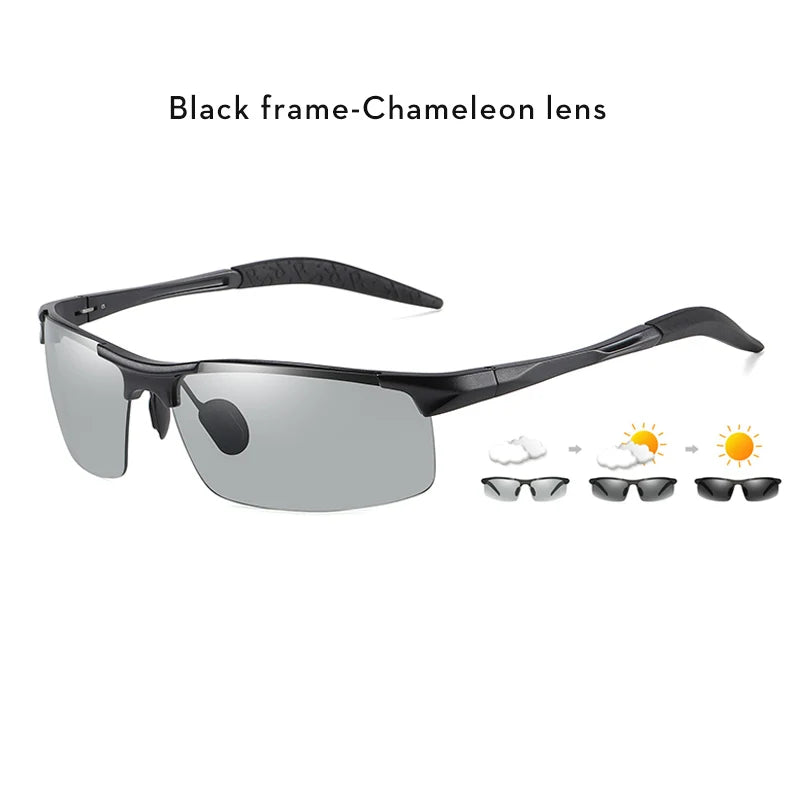 Aluminum Photochromic Polarized UV400 Anti-Glare Driving Sunglasses for Men Women
