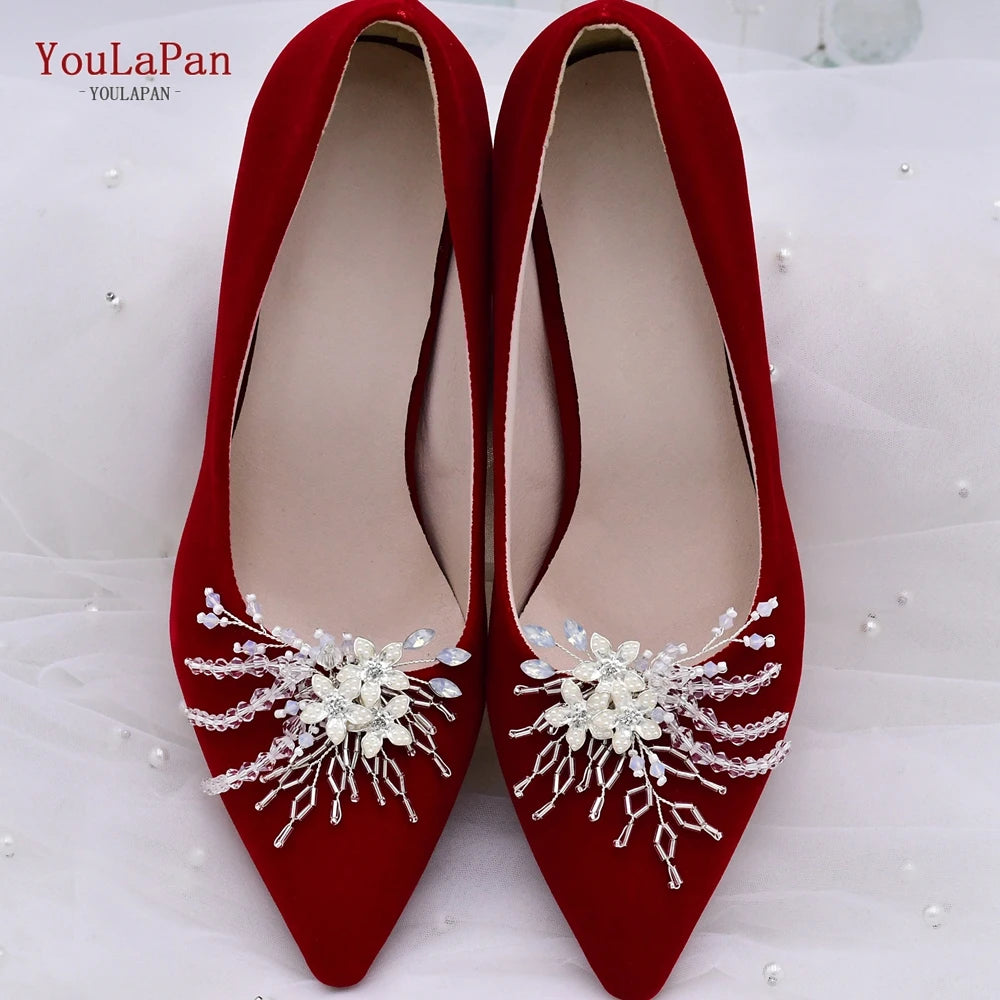 2 Pieces of Ladies Crystal Shoe Clip Alloy Flower Charm Metal Shoe Clip Bridal Shoes Rhinestone Accessories