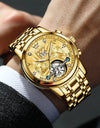 Mens Watch Automatic Mechanical Tourbillon Slef-Wind Luxury Stainless Steel Waterproof Luminous Date Wrist Watch