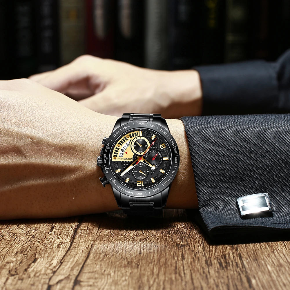 Mens Watches Fashion Stainless Steel Business Watch Luxury Luminous Waterproof Chronograph Quartz Watch Relogio Masculino