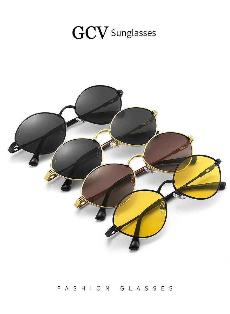 Cat Eye Titanium Alloy Polarized UV400 Retro Punk Sunglasses for Men Women Vintage Fashion Eyewear