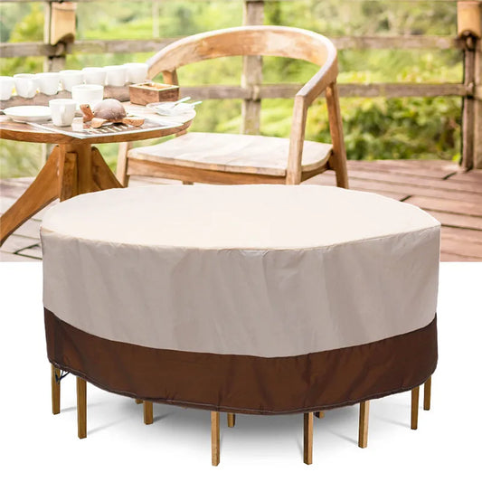 Waterproof Round Table Cover 210D Oxford Outdoor Patio Furniture Dustproof Rain Snow Protector