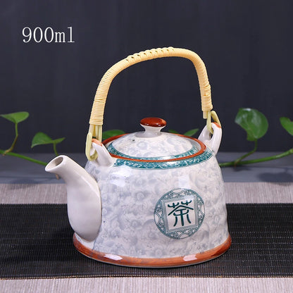 Porcelain Teapot with Strainer Net High Capacity 500 900ML Traditional Retro Ceramic Tea Set