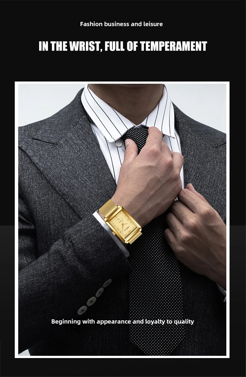 Watch Men Top Brand Luxury Square Golden Quartz Stainless Steel Waterproof Wrist Watch Relogio Masculino