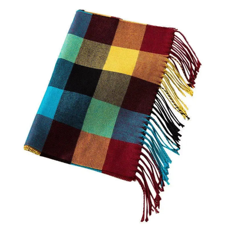 Classic lattice men soft shawl plaid scarves shawl wraps shawl neckerchief headband muffler