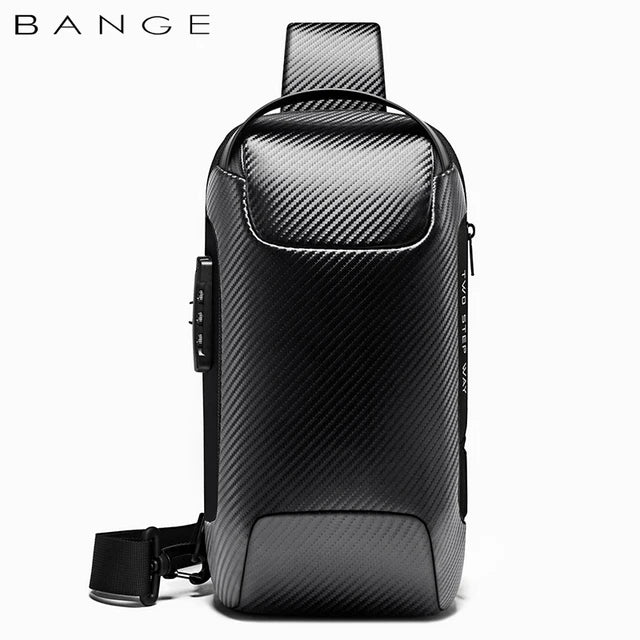 Waterproof Multifunction Carbon Fiber Pattern Crossbody Bag USB Sling Shoulder Bags Messenger Chest Bag Pack