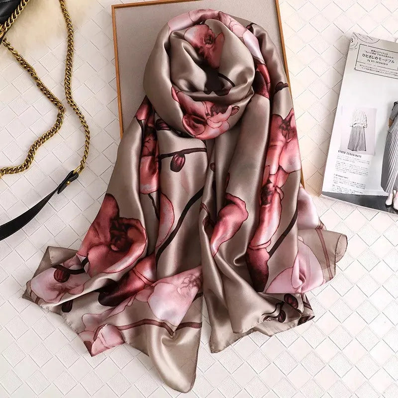 Women Summer Silk Scarves Shawl Lady Wrap Soft Female Echarpe Designer Beach Stole Bandana foulard muffler