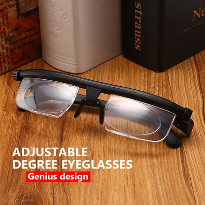 Focus Adjustable Men Reading Glasses Myopia Eyeglasses -6D to +3D Diopters Magnifying Glasses Variable Strength