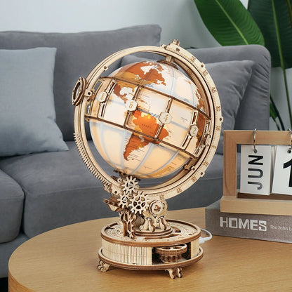 Luminous Wooden Globe Light Night 3D Puzzle Games