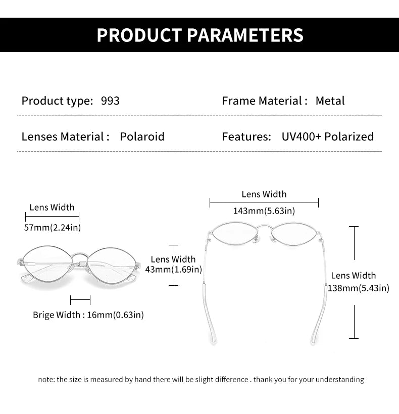 Cat Eye Titanium Alloy Polarized UV400 Retro Punk Sunglasses for Men Women Vintage Fashion Eyewear