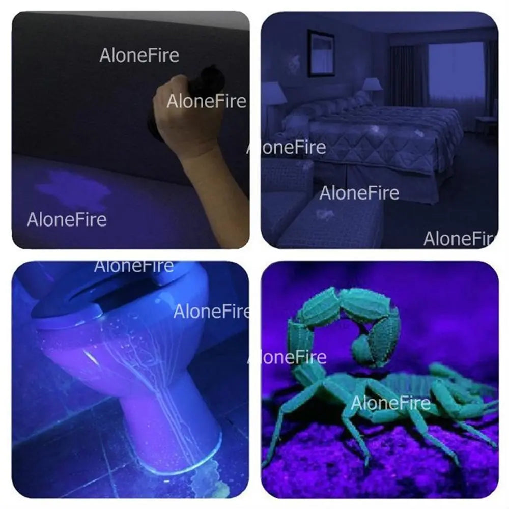 100 LED 395nm UV Blacklight Flashlight For Detection