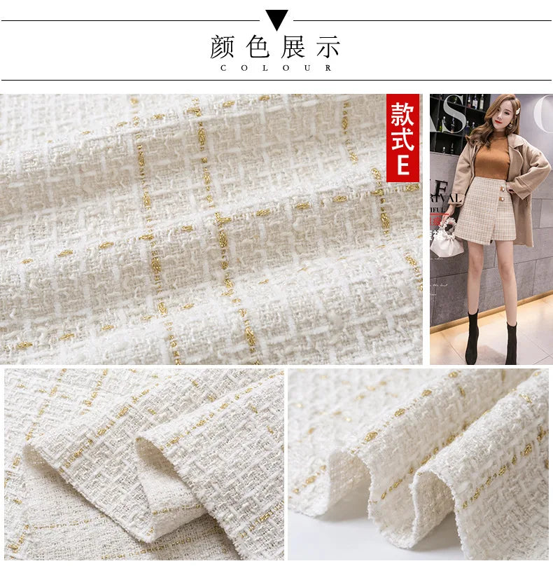 0.5M/1M/2M/3M High Quality fiber plaid woven tweed fabric for garment DIY coat clothing sewing quilting Cloth by the meter