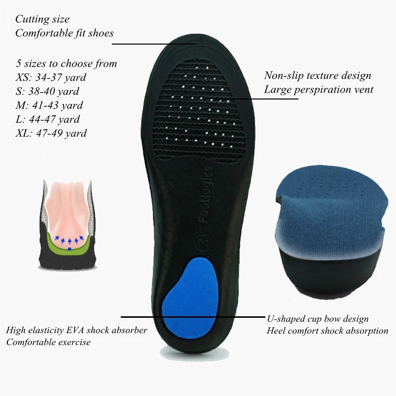 1Pair Orthopedic Insoles for Feet Plantar Fasciitis Arch Support Shoes Insole Shock-absorbing Shoe pads