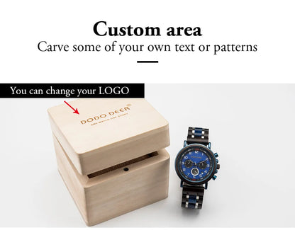 Classic Watches for Wrist watch Quartz Stopwatch Ebony Wood Auto Date Metal Stainless Steel