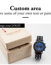 Classic Watches for Wrist watch Quartz Stopwatch Ebony Wood Auto Date Metal Stainless Steel