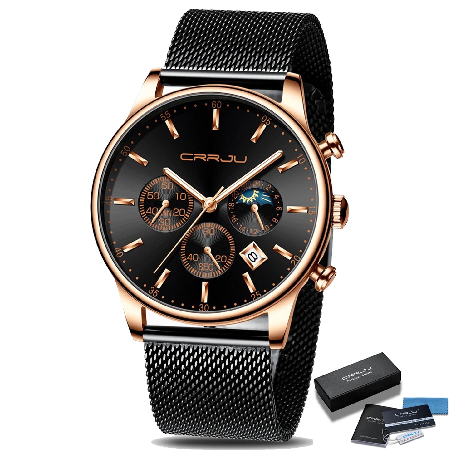 Relogio Masculino Luxury Quartz Watch for Men Blue Dial Watches Sport Watches Chronograph Clock Mesh Belt Wrist Watch
