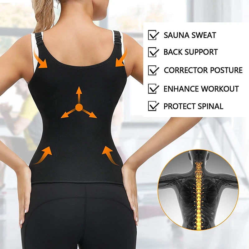 Waist Trainer Corset Zipper Vest Body Shaper Cincher Shapewear Slimming Belt Sports Girdle Neoprene Sauna Tank Top