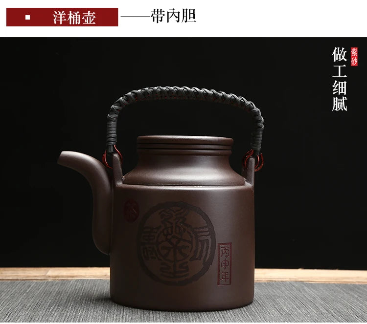 Chinese Purple Clay Tea Pot Chinese Kung Fu Large Capacity With Filter Handle Hand-painted Teapot Kettle Set