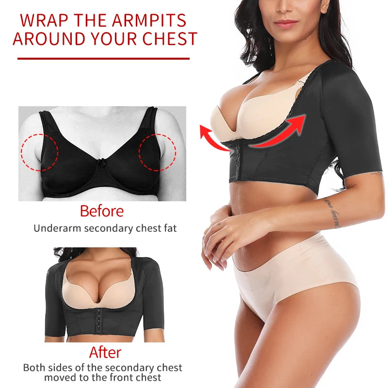 Upper Arm Shaper Post Surgical Slimmer Compression Sleeves Humpback Posture Corrector Tops Women Shoulder Shapewear Back Support