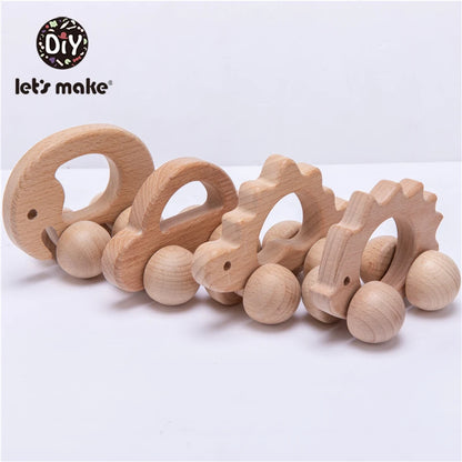 Wooden toy Car Shape Organic Beech For Babies Teether Kids Brain Game Toys Handmade Crafts Christmas Gift Cognitive Infants Toys