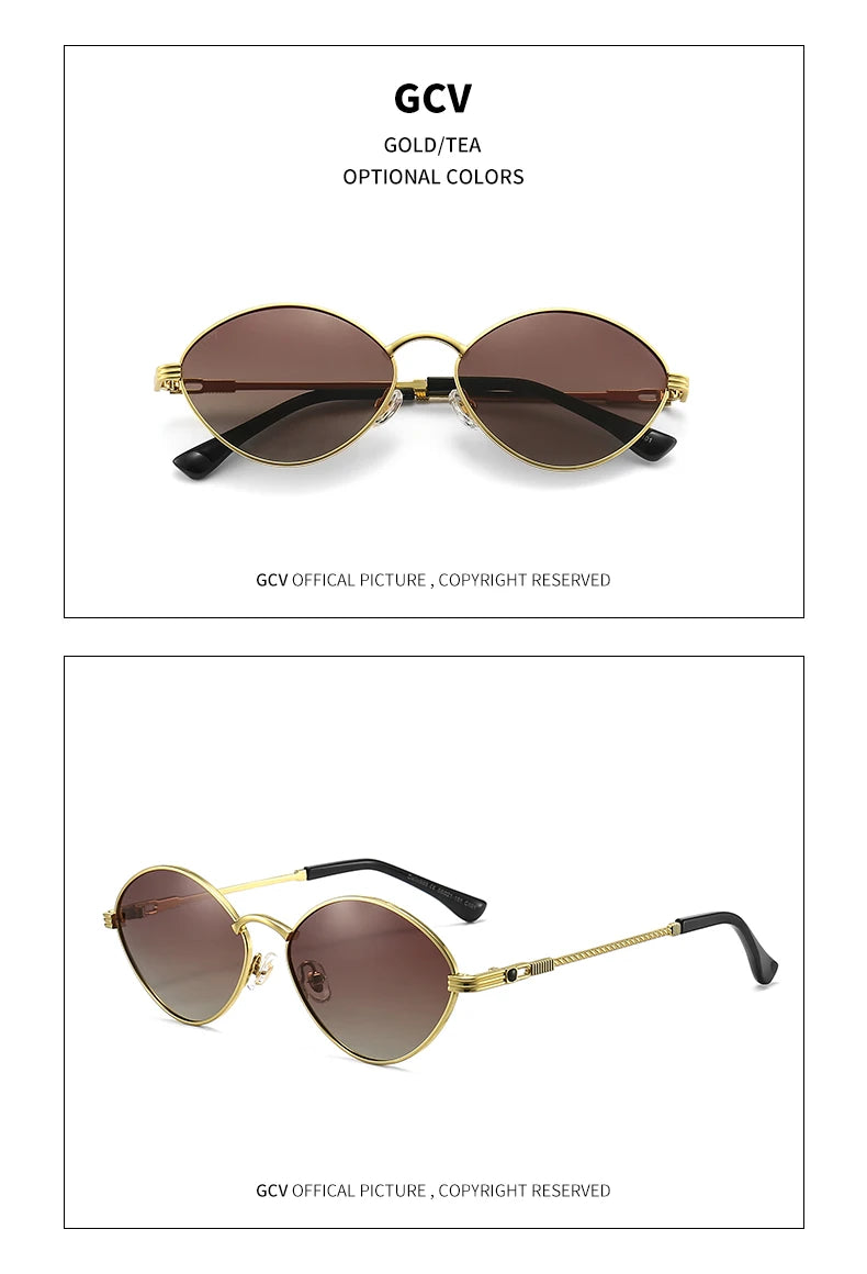 Cat Eye Titanium Alloy Polarized UV400 Retro Punk Sunglasses for Men Women Vintage Fashion Eyewear