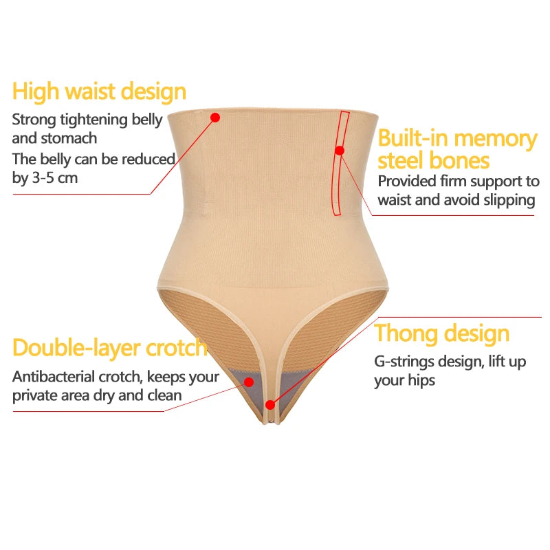 Women Slimming Body Shaper High Waist Thong Panty Shaper Tummy Control Panties Underpants G-String Briefs Slimming Underwear