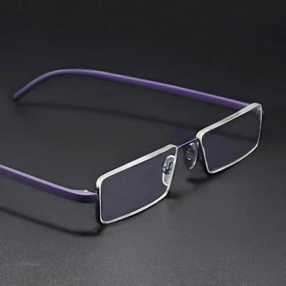 Metal Anti-Blue Light Reading Glasses Men Half Frame Prescription Eyeglasses Male TR90 Eyewear With Case +1.75