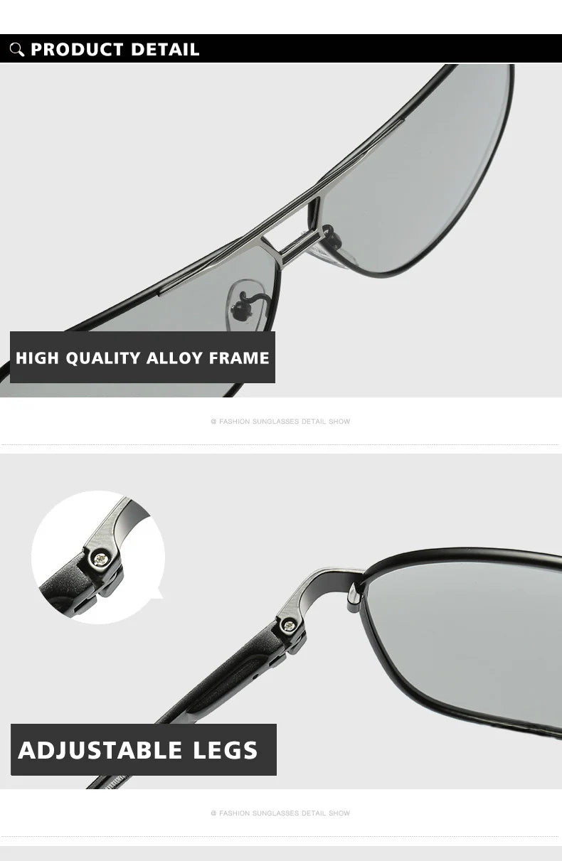 Vintage Aviation Photochromic Polarized UV400 Anti-Glare Driving Sunglasses for Men Women