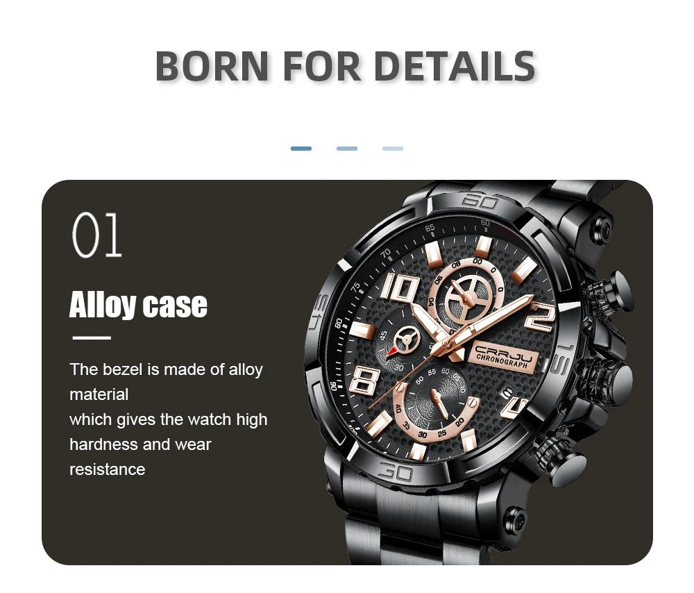 Men Watches Big Dial Waterproof Stainless Steel with Luminous handsDate Sport Chronograph Watches Relogio Masculino