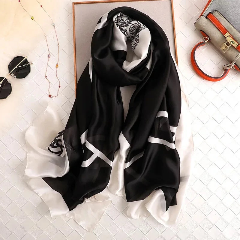 Women Summer Silk Scarves Shawl Lady Wrap Soft Female Echarpe Designer Beach Stole Bandana foulard muffler