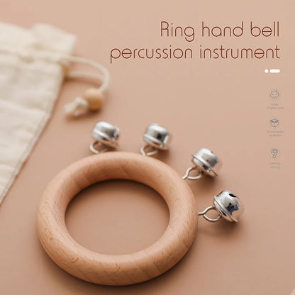 Baby Toys Bell Rattles Ball Toddler Toys Infant Educational Toy beech wood Hand Bell Interactive Baby Toys 0 12 Months Baby Gift