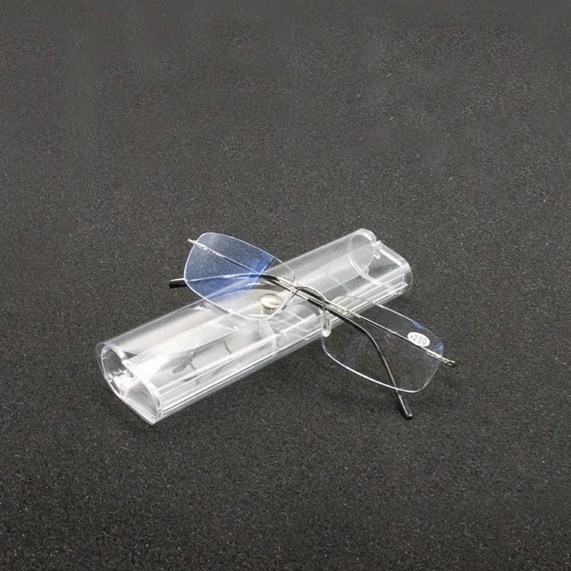 Brown Rimless Reading Glasses with Lightweight Memory Alloy Frame