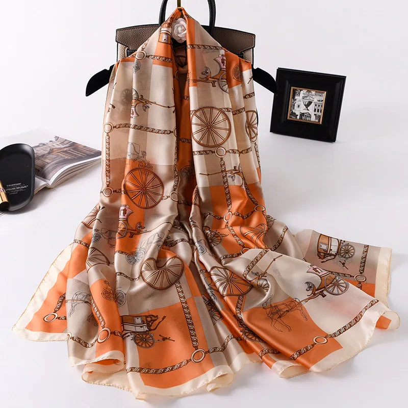 Women Summer Silk Scarves Shawl Lady Wrap Soft Female Echarpe Designer Beach Stole Bandana foulard muffler