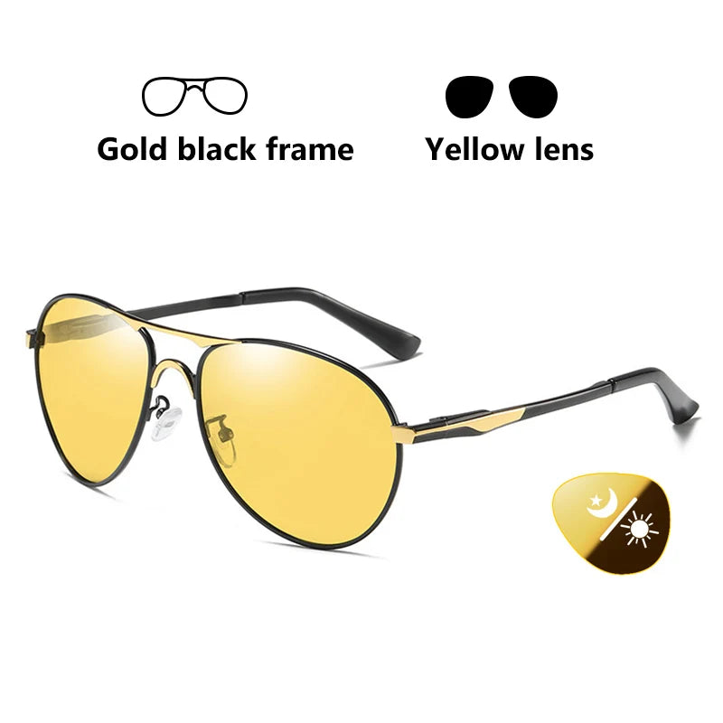 Intelligent Aviation Photochromic Polarized UV400 Day Night Driving Sunglasses for Men Women