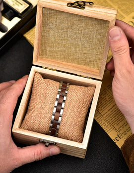 Wood Stainless Steel Bracelet for Women Jewelry Adjusted Strap