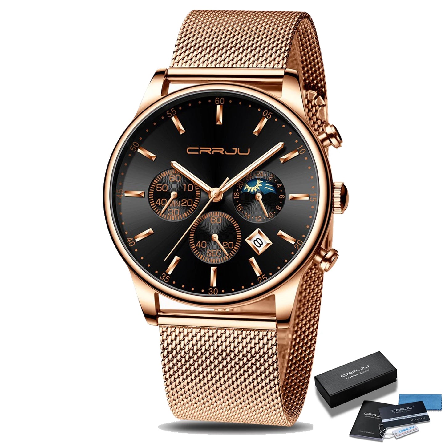 Relogio Masculino Luxury Quartz Watch for Men Blue Dial Watches Sport Watches Chronograph Clock Mesh Belt Wrist Watch