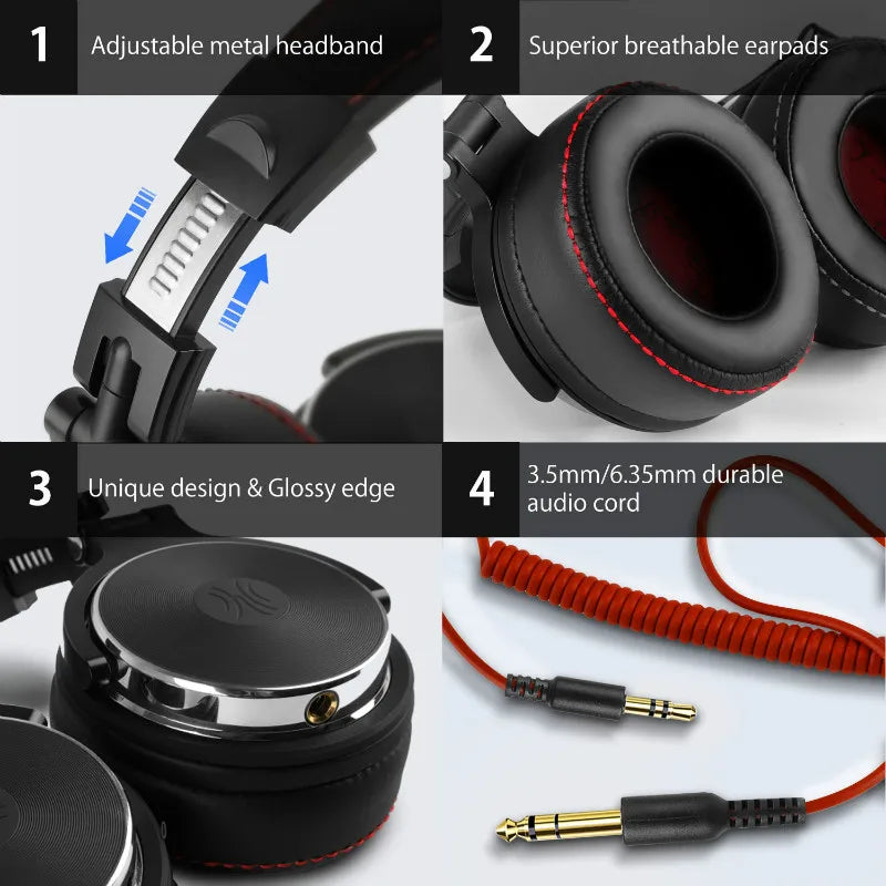 Wired Headphones Professional Studio Pro 10/30/50 DJ Headphones With Microphone Over Ear HiFi Hi-Res Monitor Headset
