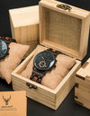 Classic Watches Metal with Wood Wristwatch Quartz Stopwatches Auto Date Display