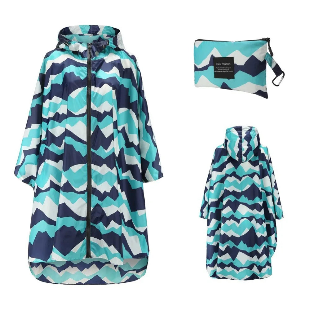 Lightweight Breathable Waterproof Rain Poncho with Belt and Storage Bag
