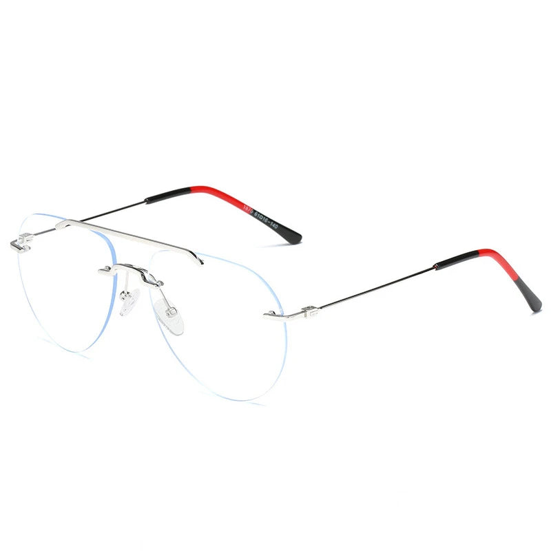 Ultra Light Fashion Double Beam Glasses Frame Retro Alloy Optical Prescription Rimless Glasses For Men and Women 1870