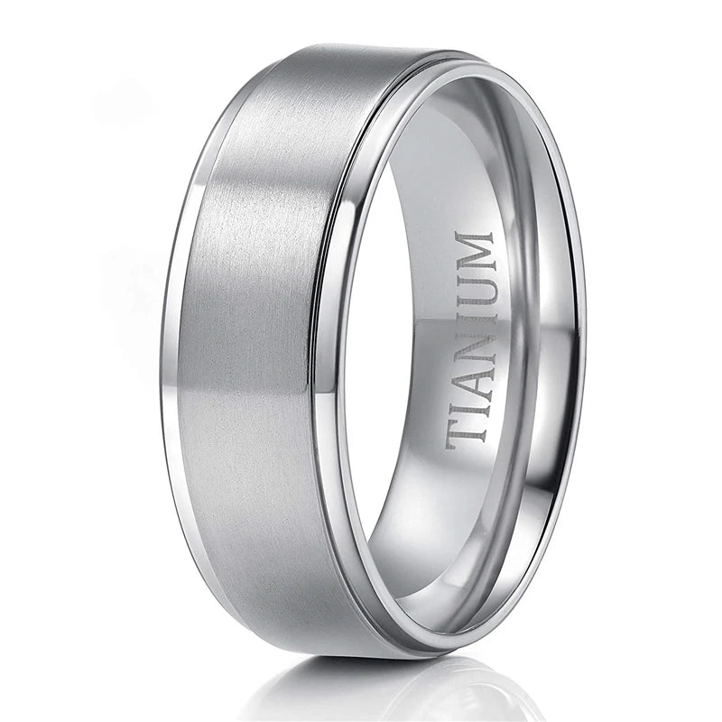 6mm Men Ring Titanium Silver Color 8mm Man Women Engagement Ring Wedding Band Simple Finger Rings